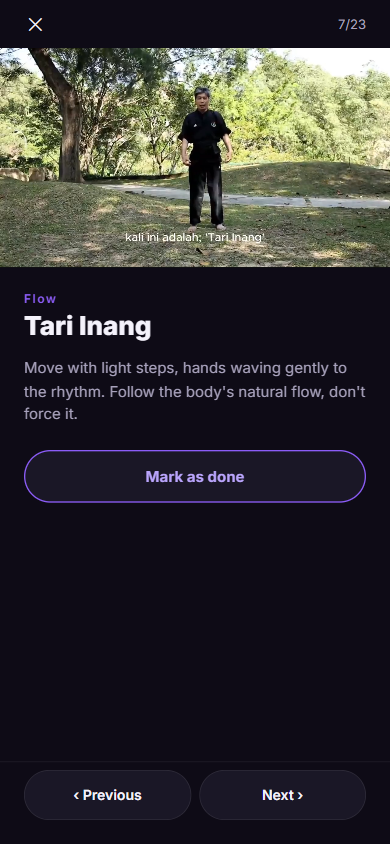 Senaman Tua app technique video player screen